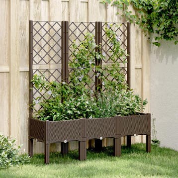 vidaXL Plantenbak met latwerk 120x40x142 cm polypropeen, Tuin en Terras, Bloembakken en Plantenbakken, Verzenden