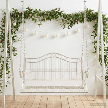 vidaXL Schommelbank Staal 115 x 61 x 63 cm Antiek wit, Verzenden, Nieuw, Metaal