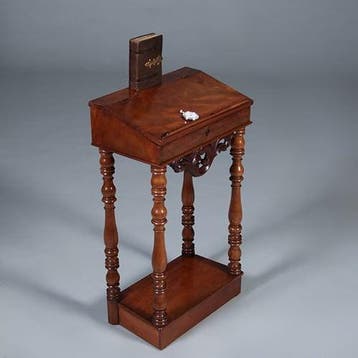 Kleine lezenaar mahonie Willem III met klep en gedraaide poo, Antiek en Kunst, Ophalen of Verzenden