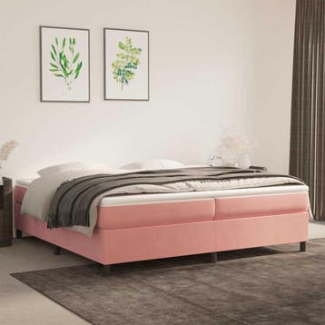 vidaXL Boxspring bed fluweel roze 200x200 cm, Huis en Inrichting, Verzenden, Overige maten, 200 cm, Stof