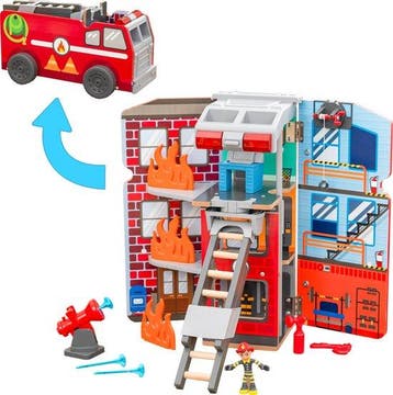 KidKraft Houten brandweerkazerne met 17 accessoires, licht e, Kinderen en Baby's, Verzenden, Nieuw