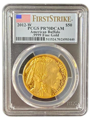 Gouden American Buffalo 1 oz 2012 PCGS PR70 DCAM (TOP POP), Verzenden, Midden-Amerika, Losse munt, Goud