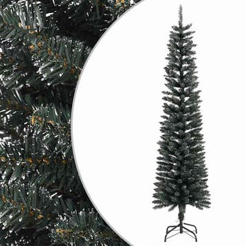 vidaXL Kunstkerstboom met standaard smal 210 cm PVC groen, Diversen, Verzenden, Nieuw