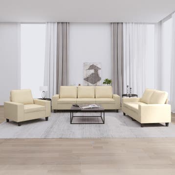 vidaXL 3-delige Loungeset stof crèmekleurig, Huis en Inrichting, Banken | Bankstellen, Verzenden, Nieuw, Vierpersoons of meer