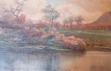 Cesare Bertolla (1845-1920) - Paisaje fluvial