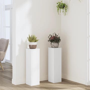 vidaXL Plantenstandaards 2 st 17x17x60 cm bewerkt hout wit, Verzenden, Nieuw
