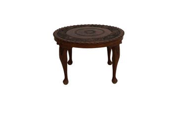 Handgesneden Kashmiri salontafel – ronde notenhouten tafel m, Ophalen of Verzenden, Nieuw