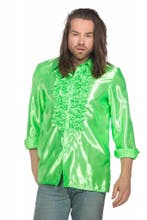 Ruchesblouse satijn neon groen, Ophalen of Verzenden, Nieuw