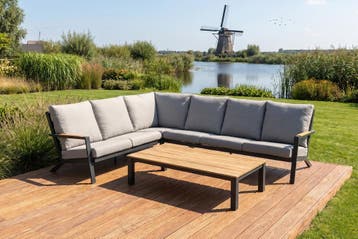 VDG Santos/Mindo loungeset - loungebank - antraciet 2-delig, Verzenden, Nieuw, Hout, Loungeset