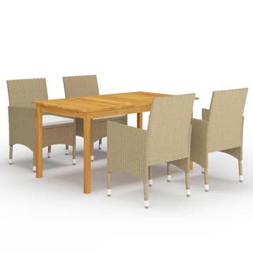 vidaXL 5-delige Tuinset beige, 4 zitplaatsen, Nieuw, Tuinset, Verzenden