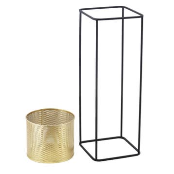 Bloempot op standaard Mettet set van 2 zwart en goud, Tuin en Terras, Bloempotten, Verzenden, Nieuw