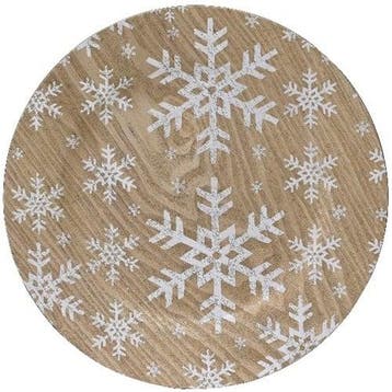 Onderbord Houtlook Rond Wit Winter Sneeuwvlokken Snowflake, Ophalen of Verzenden, Nieuw