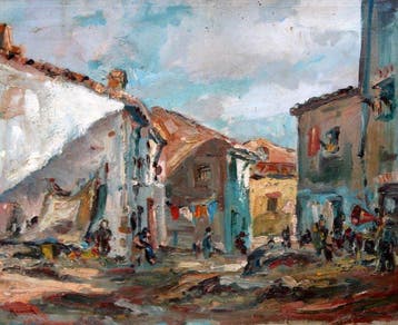 Nicolau Raurich i Petre (1871-1945) - Escena de barrio, Antiek en Kunst