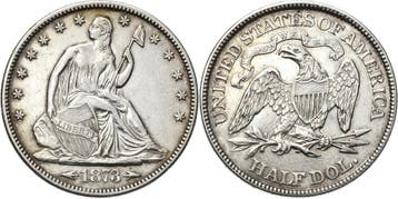 1/2 Dollar 1873, Vereinigte Staaten von Amerika, Postzegels en Munten, Munten | Amerika, Verzenden