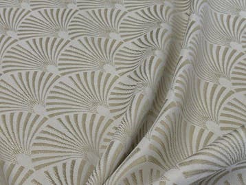 Elegante Jacquardstof Art Déco in beige en ivoor – GCFabrics