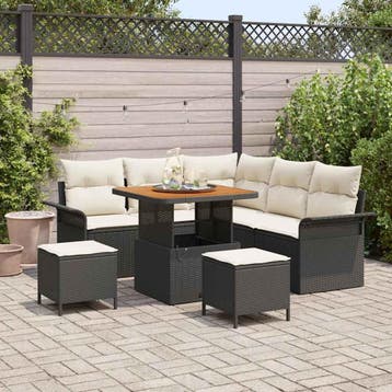 vidaXL Tuin Sofa Set 8 st 7-Aantal zitplaatsen Zwart en, Verzenden, Nieuw, 8 zitplaatsen