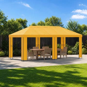vidaXL Tuinprieel 6 x 3 m Geel Polyester en staal 190 gsm, Verzenden, Nieuw