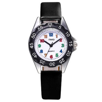 Fako - Kinderhorloge - Regenboog - Ø 32mm - Zwart, Verzenden, Nieuw