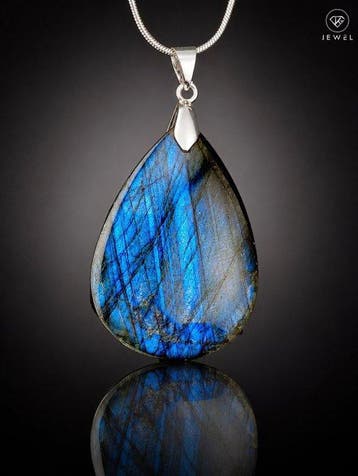 Labradoriet-edelsteen ketting - 925 sterlingzilver -