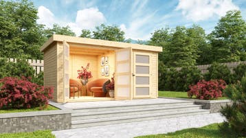 Tuinhuis Mühlentrup 2 Scandinavisch Vuren 428 x 310 cm, Nieuw