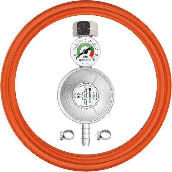 Cellfast Gasregelaar met manometer, slang 2 x band KIT, Tuin en Terras, Houtskoolbarbecues, Verzenden