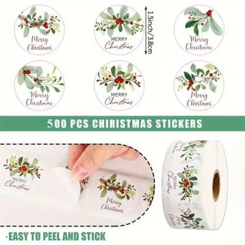Sluitstickers grotere kerstetiketten merry christmas hulst, Ophalen of Verzenden, Nieuw