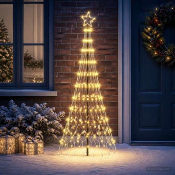 vidaXL LED Kerstboom 180 cm 230 LEDs Warmwit IJzer Zwart, Verzenden, Nieuw