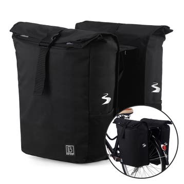 Brisby Dubbele Fietstas Rolltop 39-48 Liter Waterdicht - ZW, Verzenden, Nieuw