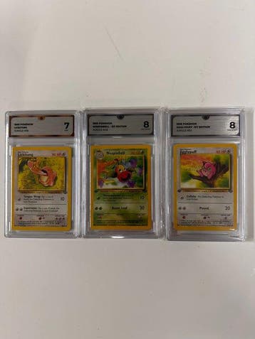Pokémon - 3 Graded card - Lickitung, Weepinbell, Jigglypuff, Nieuw