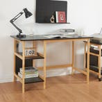 Bureau Dønna 120x60x75 cm mdf zwart en houtkleurig [en.casa], Verzenden, Nieuw