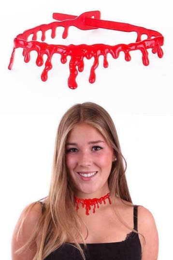 Halloween halsband / ketting bloed, Ophalen of Verzenden, Nieuw, Fopartikel, Halloween of Griezel