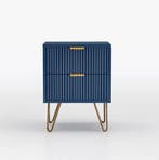 Blauw Nachtkastje met 2 Lades – Nieuw Diepblauw Kastje, Huis en Inrichting, Verzenden, Nieuw