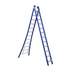 Eurostairs Reform ladder dubbel uitgebogen 2x12 sporten, Doe-het-zelf en Verbouw, Ladders en Trappen, Nieuw, Ladder, Opvouwbaar of Inschuifbaar