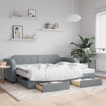 vidaXL Slaapbank met onderschuifbed lades 100x190 cm stof, Huis en Inrichting, 100 cm, Eenpersoons, Verzenden, Nieuw