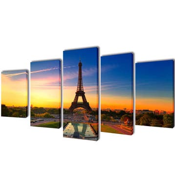 vidaXL Canvas muurdruk set Eiffel toren 200 x 100 cm, Huis en Inrichting, Woonaccessoires | Schilderijen, Tekeningen en Foto's