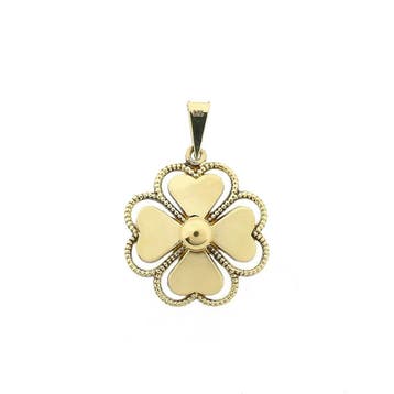 Gouden hanger van een klavertje vier (Hanger of bedel), Ophalen of Verzenden, Gebruikt, Goud, Overige merken