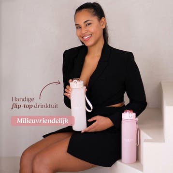 Cabau Lifestyle Bloom Glass Bottle - 1 Liter Beige, Ophalen of Verzenden, Nieuw, Overige typen