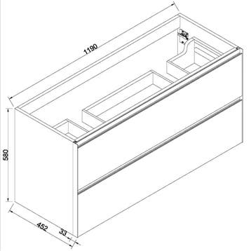 Wastafelonderkast met 2 Laden Wiesbaden Lotus 120x45.2 cm, Ophalen of Verzenden, Nieuw