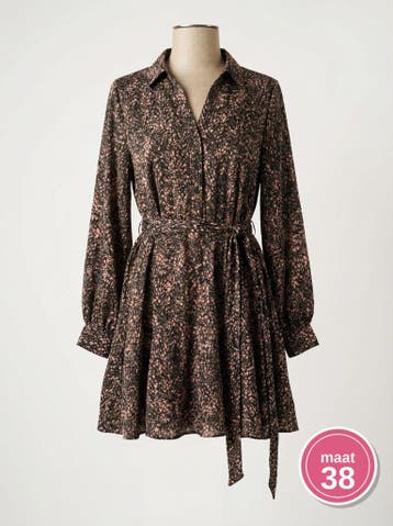 Cotton Club Satin Jules Dress Groen/Zwart/Beige M, Maat 38/40 (M), Zo goed als nieuw, Cotton Club, Boven de knie