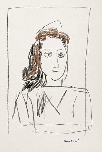 Orfeo Tamburi (1910–1994) - Female Portrait - Charcoal and