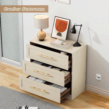 Commode - Dressoir - Ladekast - 80x40x80 cm - Beige - UEV, Verzenden, Zo goed als nieuw
