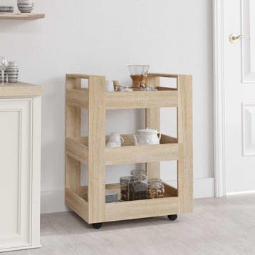vidaXL Keukentrolley 60x45x80 cm bewerkt hout sonoma, Huis en Inrichting, Verzenden, Nieuw