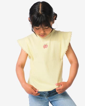 HEMA Kinder T-shirt lichtgeel van €9.99 voor €5 sale, Verzenden, Nieuw