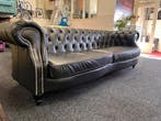 Chesterfield Maarssen ! Zwart Leren Chesterfield 4 zits bank, Ophalen, CHESTERFIELD, Leer, Zo goed als nieuw