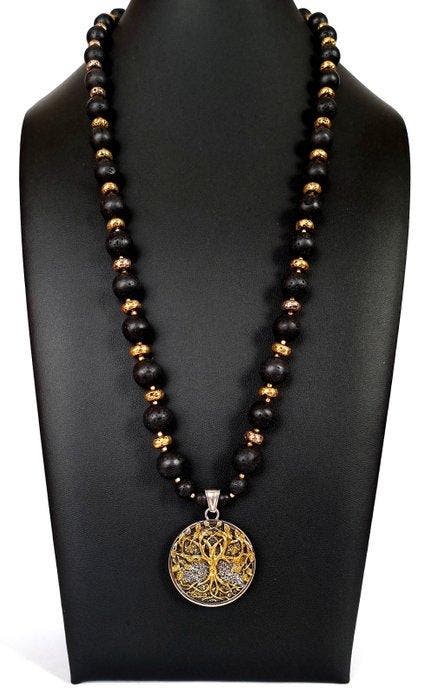 Larve-steen & Pyriet - Ketting – Levensboom Yggdrasil –, Antiek en Kunst, Antiek | Boeken en Bijbels