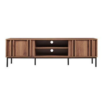 Tv meubel Kilmandar 160x40x49 cm walnootkleurig en zwart [en, Huis en Inrichting, Verzenden, Nieuw