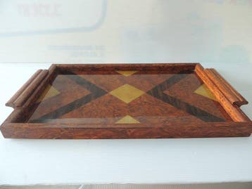 Dienblad - Prachtige Bauhaus Art Deco burlhout serveertray -, Antiek en Kunst