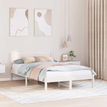 vidaXL Bedframe Wit 120 x 200 cm Massief grenenhout, Verzenden, Wit, Nieuw, Twijfelaar