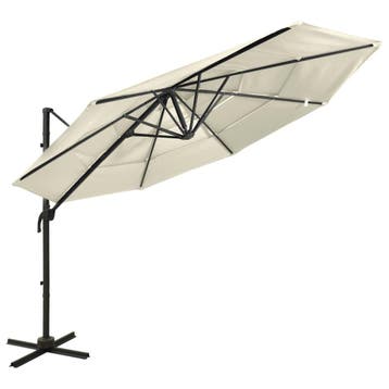 vidaXL Parasol 4-laags met aluminium paal 3x3 m zandkleurig, Verzenden, Nieuw, 3 tot 4 meter