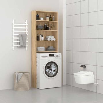 vidaXL Wasmachinekast 64x24x190 cm wit en sonoma, Witgoed en Apparatuur, Verzenden, Nieuw